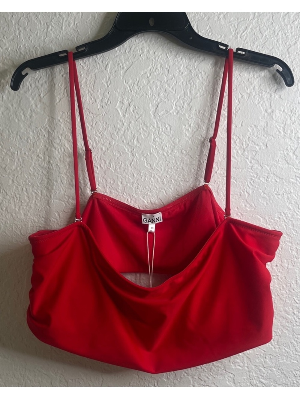 Ganni Black Bandeau High-Waist Bikini Set in Red Euro Size 48 - Picture 4 of 10